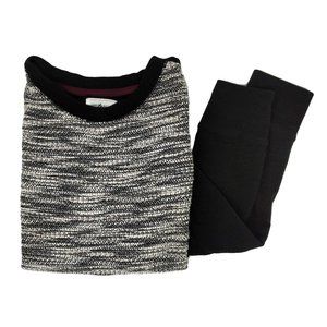 Lou & Grey Crew Neck Marled Knit Front Sweatshirt